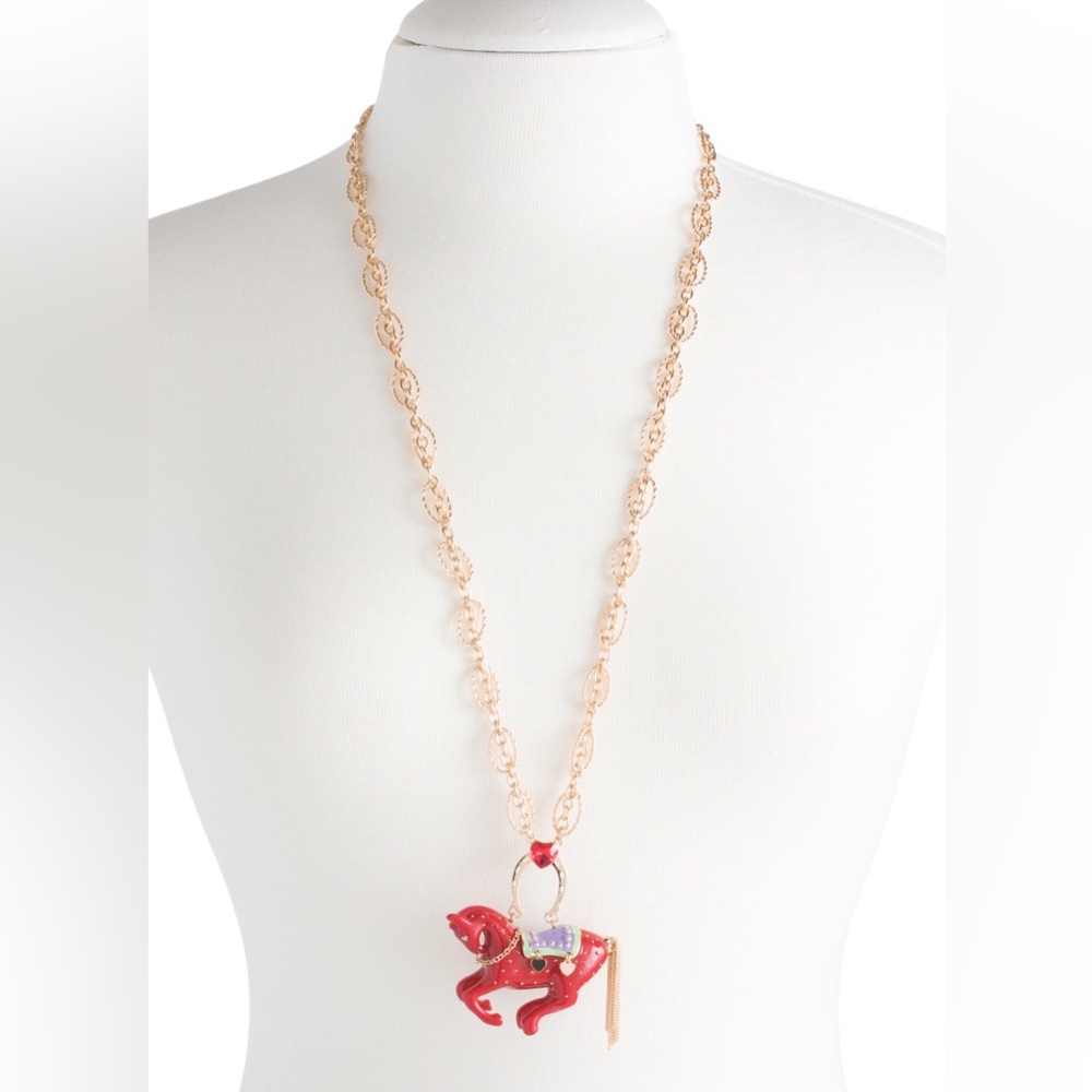 🩶BETSEY JOHNSON YEAR OF HORSE PENDANT RED NECKLACE -  NWT🩶